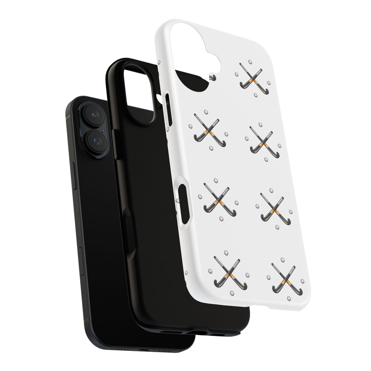 Phone Case, Hockey Repeated Crossed Sticks & Balls Pattern, Tough Case