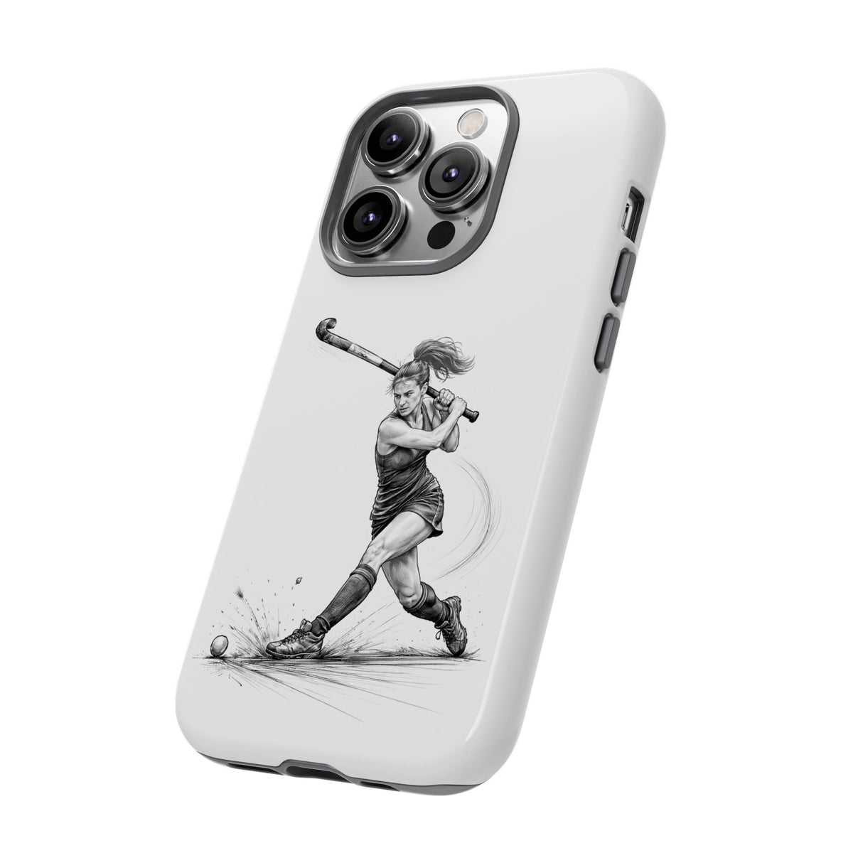 Phone Case, Hockey, Female Player "Tomahawk" shot design, Tough Case