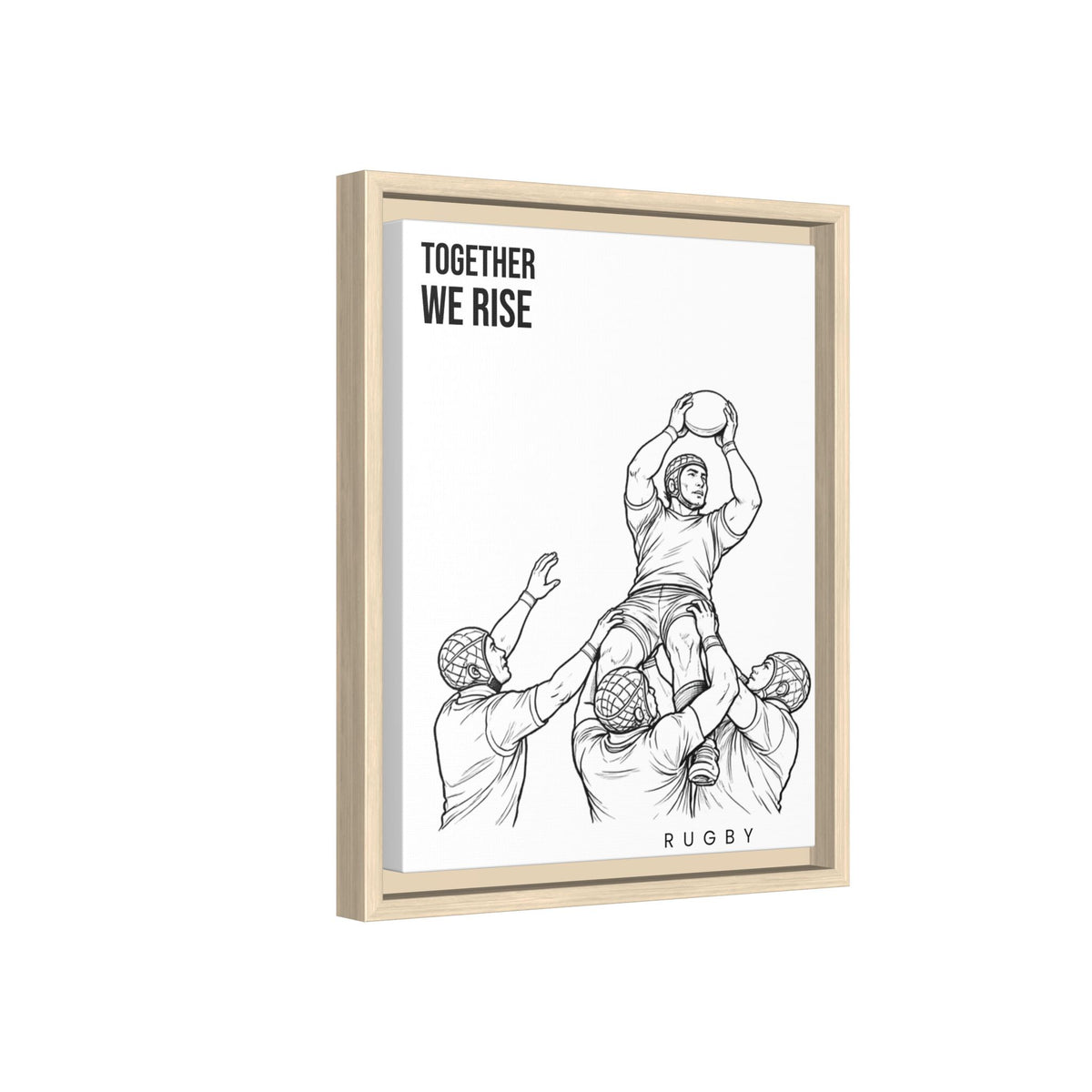 Print, Rugby Line-Out Together We Rise , Matte Canvas Print Framed Art