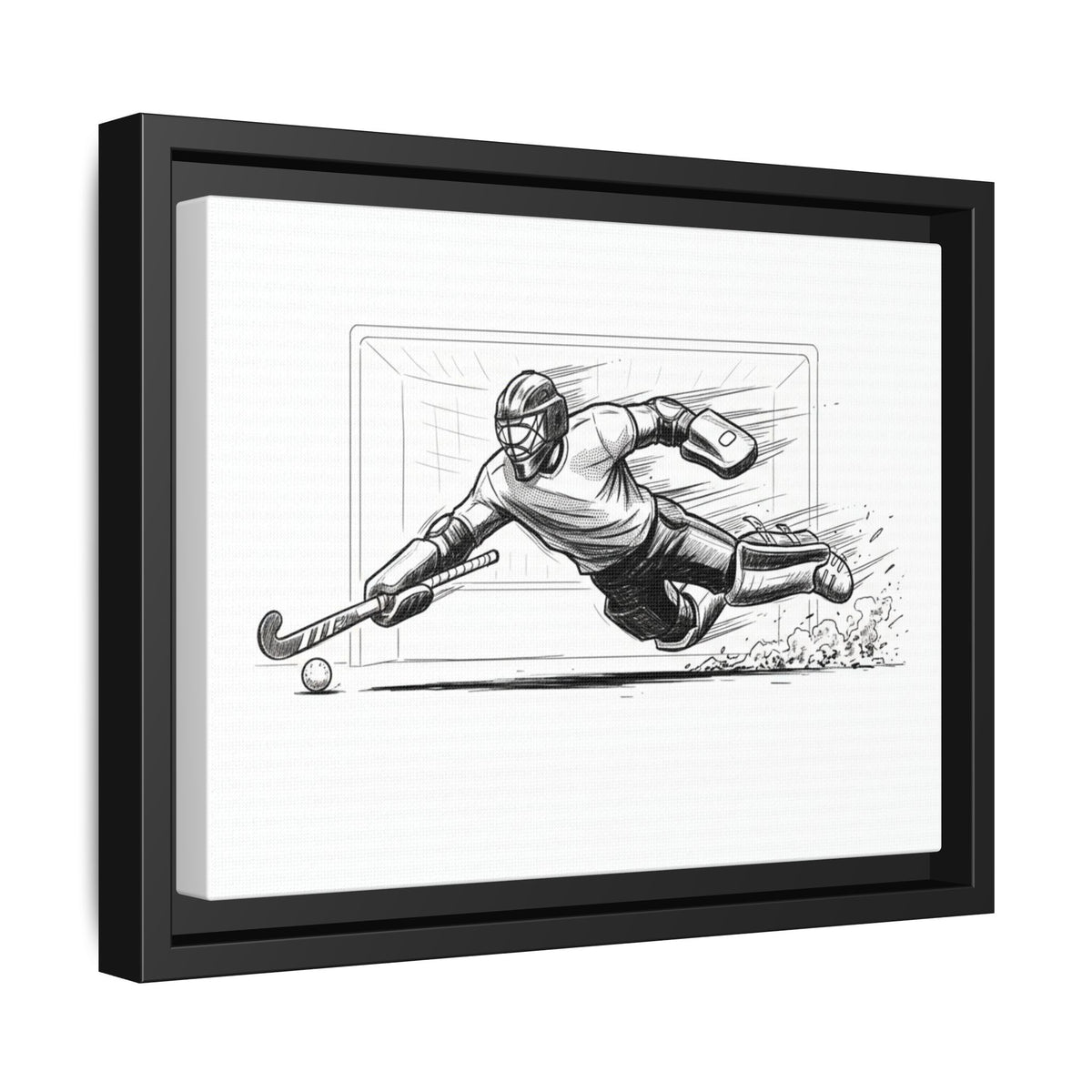 Print, Field Hockey Goalie Sketch, Matte Canvas Framed Wall Art