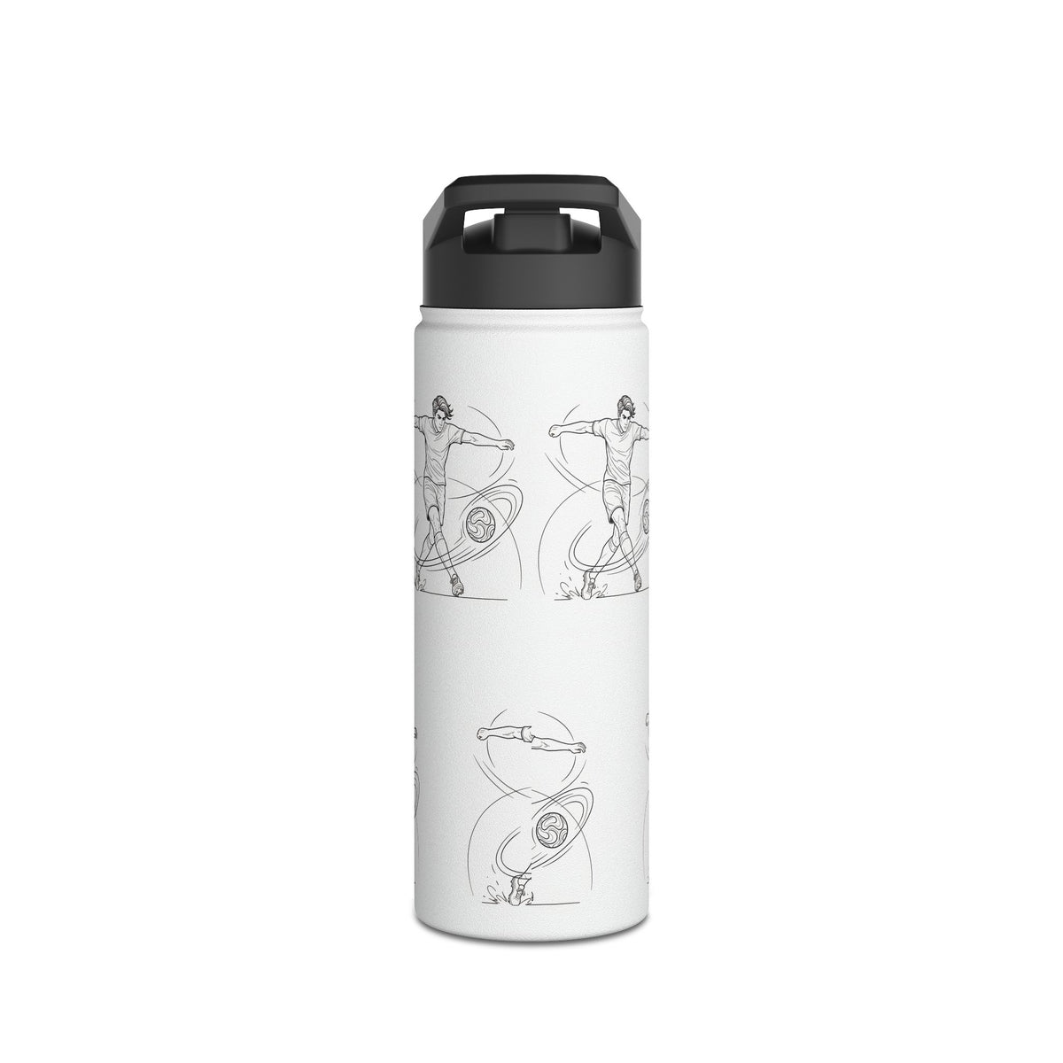 Water Bottle, Football Skills repeat pattern design, Stainless Steel
