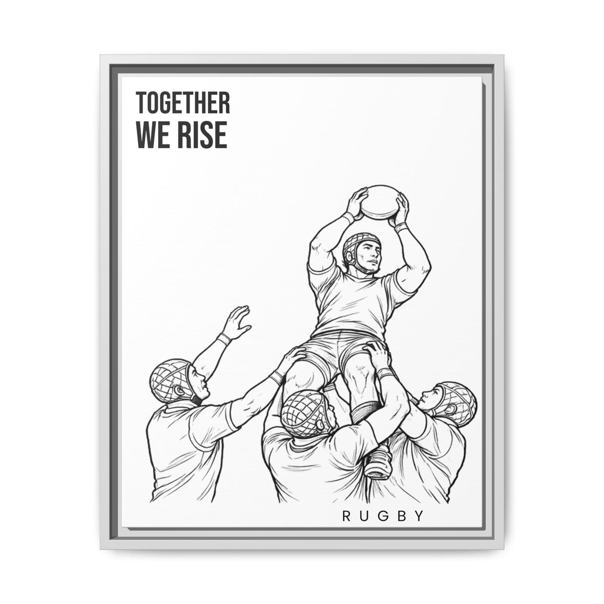 Print, Rugby Line-Out Together We Rise , Matte Canvas Print Framed Art