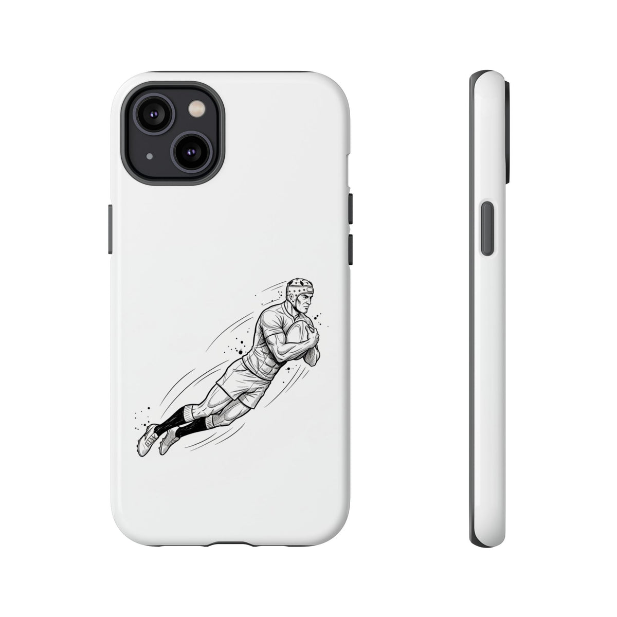 Phone Case, Rugby Try Swan Dive Minimalist Sketch design, Tough Case
