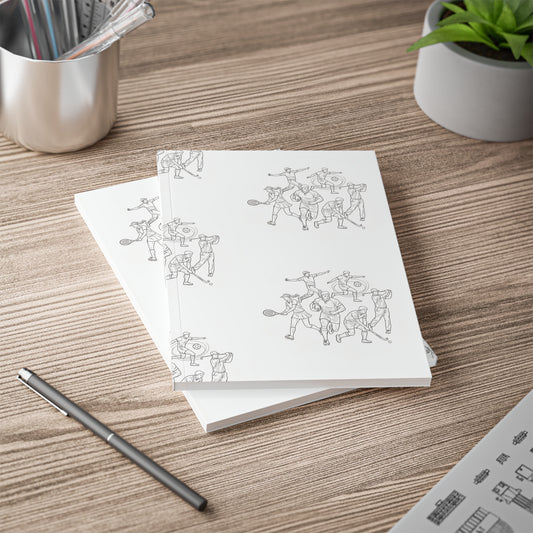 Sports Pattern A5 Softcover Notebook — Tennis, Rugby, Football, Golf, Cricket & Hockey Line-Art