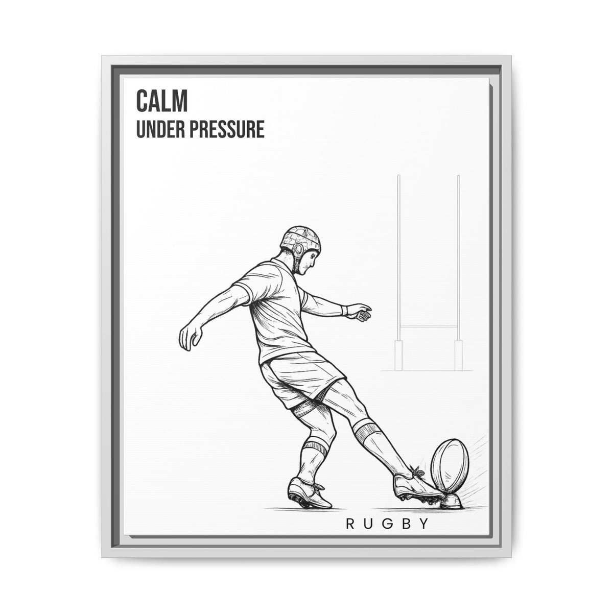 Print, Rugby Conversion Kick - Calm Under Pressure, Matte Canvas Print Framed Art