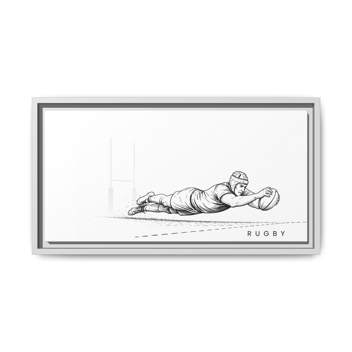 Print, Rugby Try, Matte Canvas Framed Wall Art