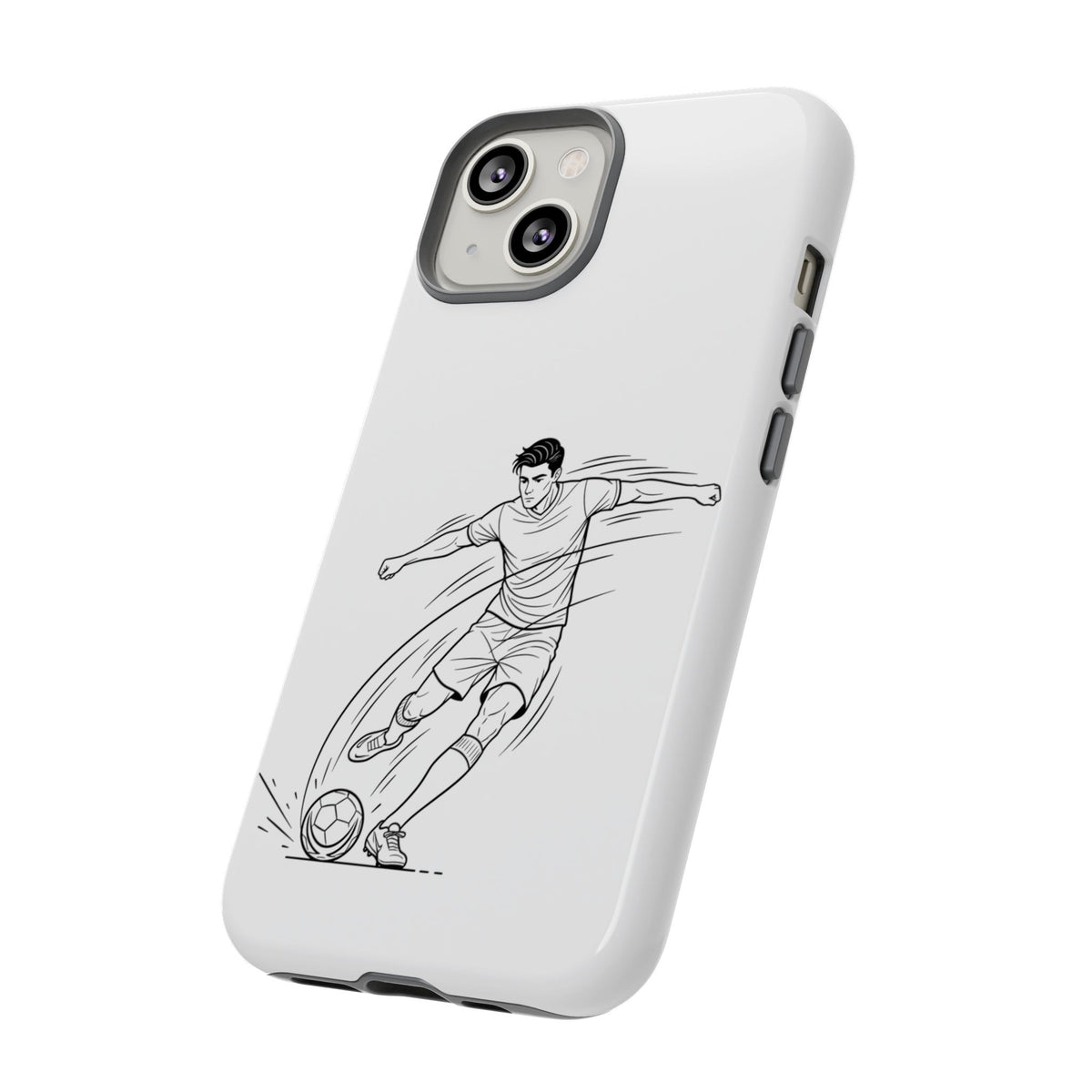 Phone Case, Football Free Kick / Strike Minimalist sketch Design, Tough Case