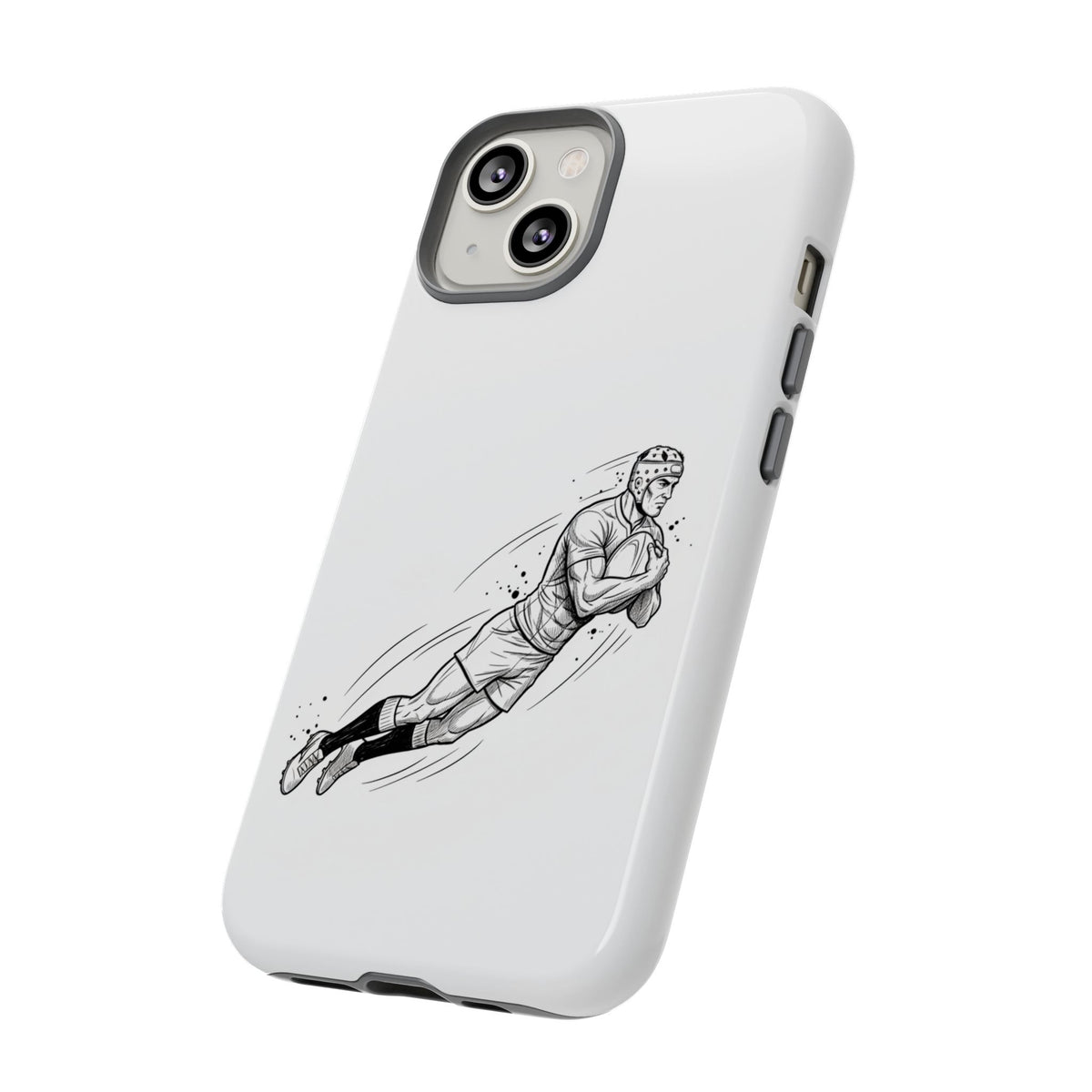 Phone Case, Rugby Try Swan Dive Minimalist Sketch design, Tough Case