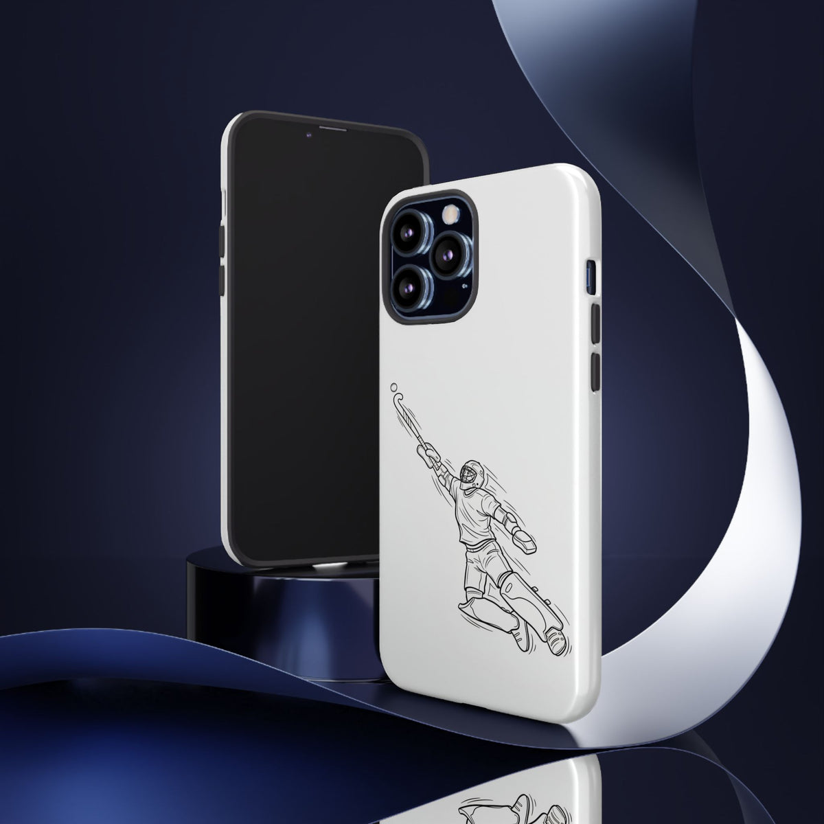 Hockey Goalkeeper Sketch Phone Case — Minimalist Sports Protective Cover