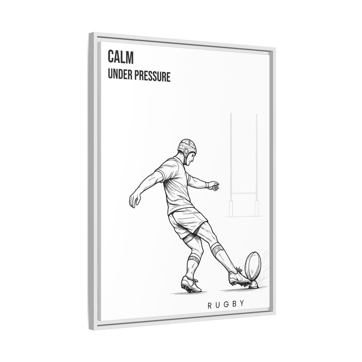 Print, Rugby Conversion Kick - Calm Under Pressure, Matte Canvas Print Framed Art