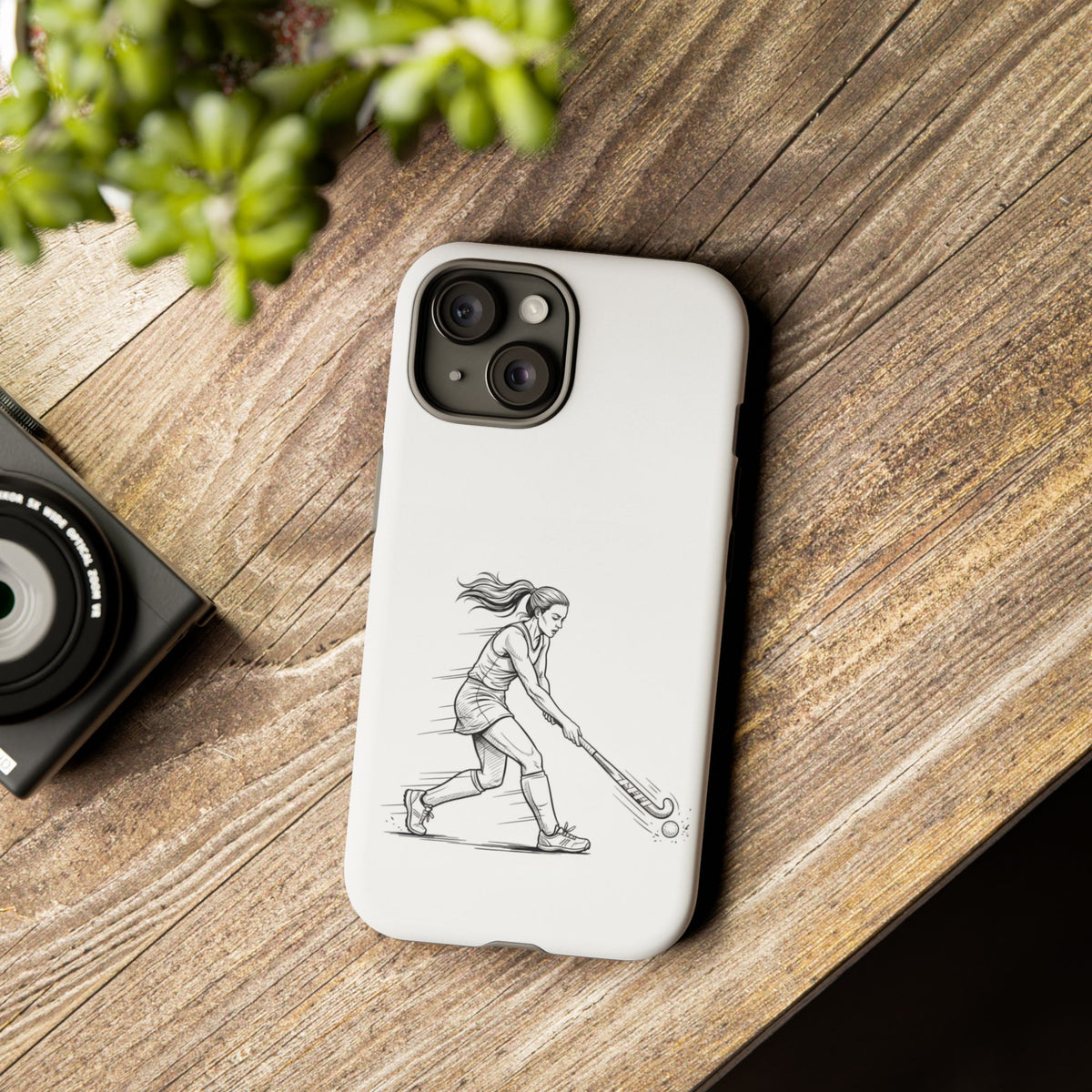 Phone Case, Hockey, Female  Player Minimalist sketch design, Tough Case