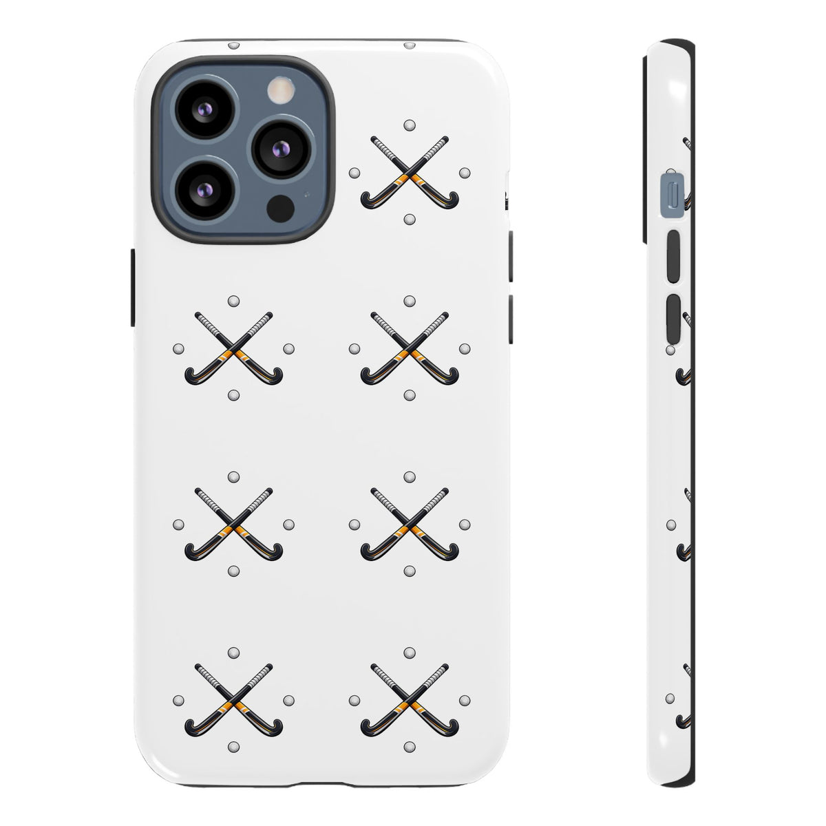 Phone Case, Hockey Repeated Crossed Sticks & Balls Pattern, Tough Case