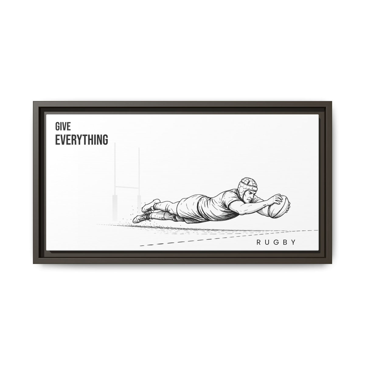 Print, Rugby Try, "Give Everything"  Matte Canvas Framed Wall Art