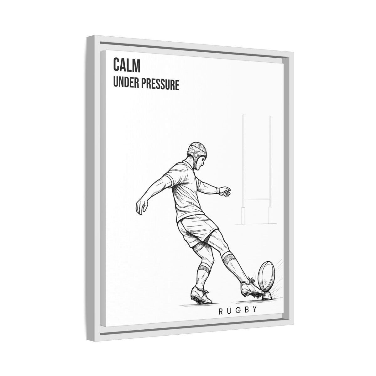 Print, Rugby Conversion Kick - Calm Under Pressure, Matte Canvas Print Framed Art