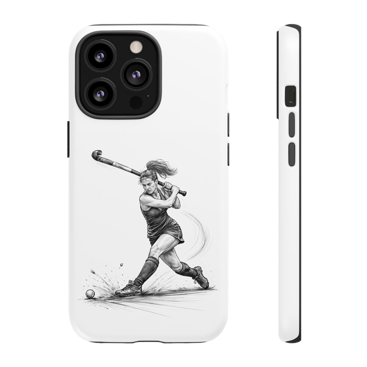 Phone Case, Hockey, Female Player "Tomahawk" shot design, Tough Case