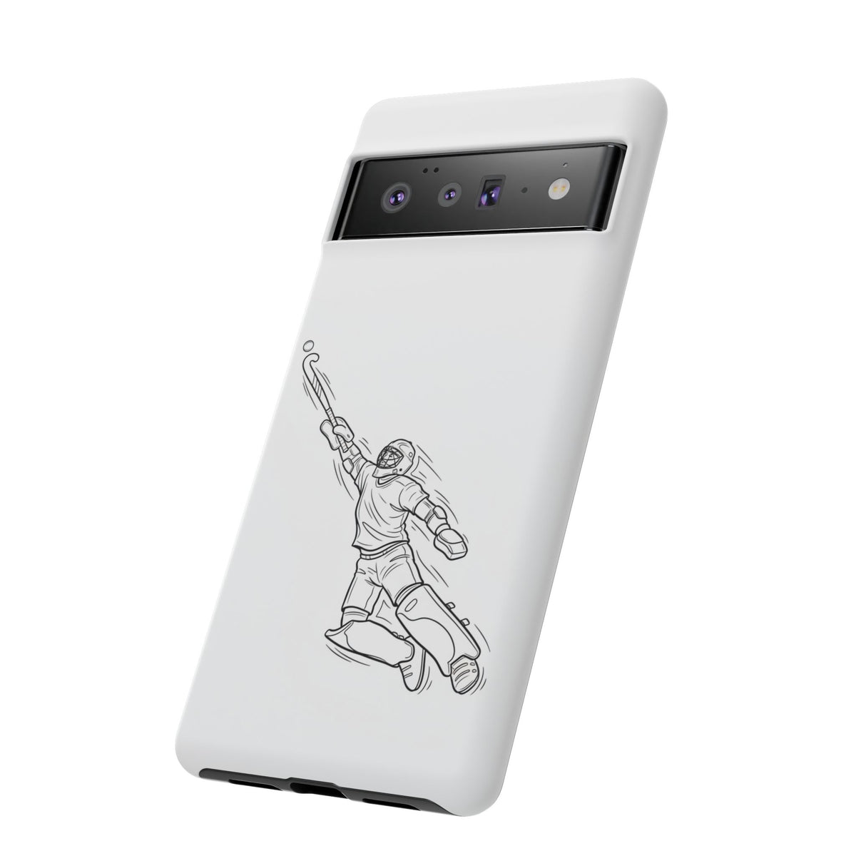 Hockey Goalkeeper Sketch Phone Case — Minimalist Sports Protective Cover