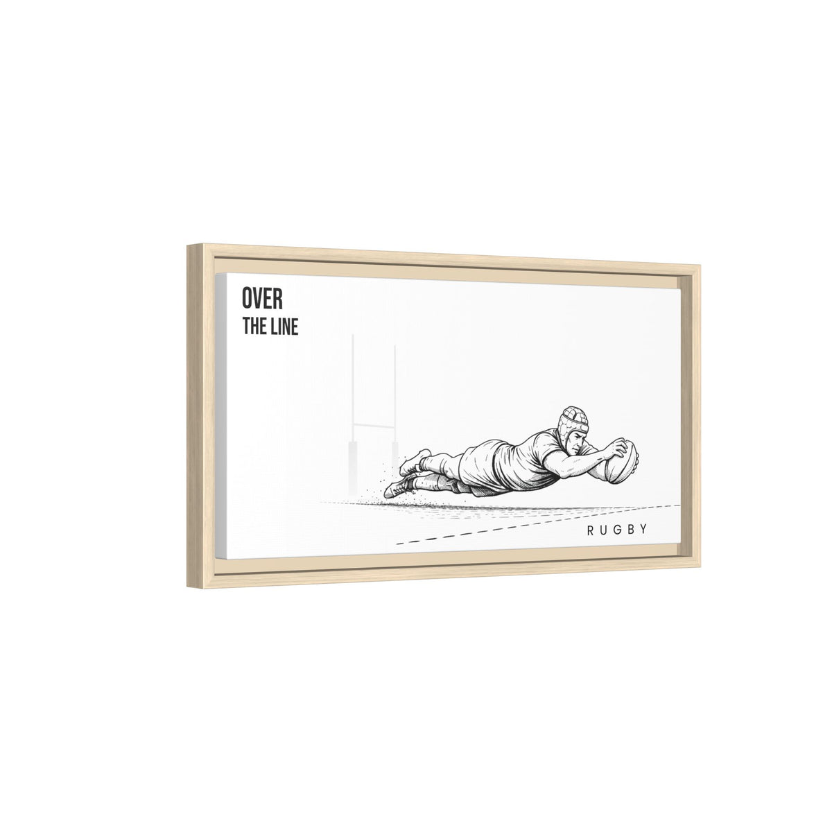 Print, Rugby Try, "Over The Line"  Matte Canvas Framed Wall Art