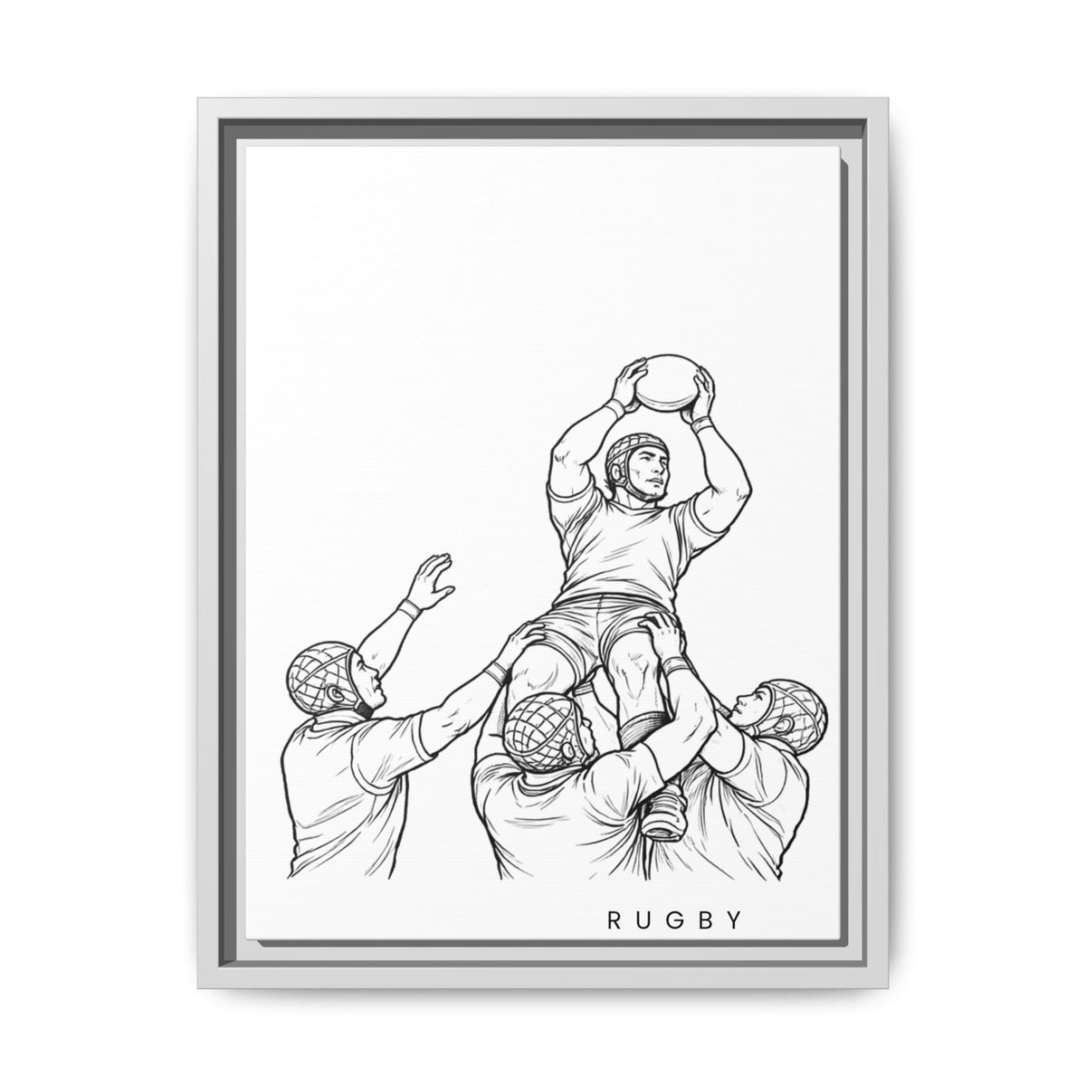 Print, Rugby Line-Out, Matte Canvas Print Framed Art