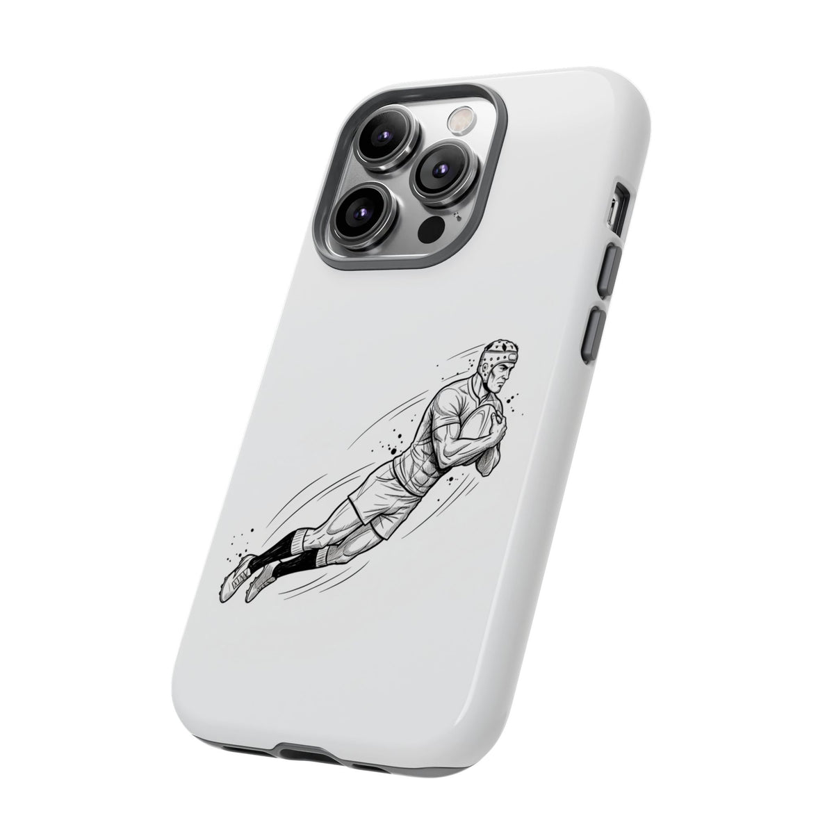 Phone Case, Rugby Try Swan Dive Minimalist Sketch design, Tough Case