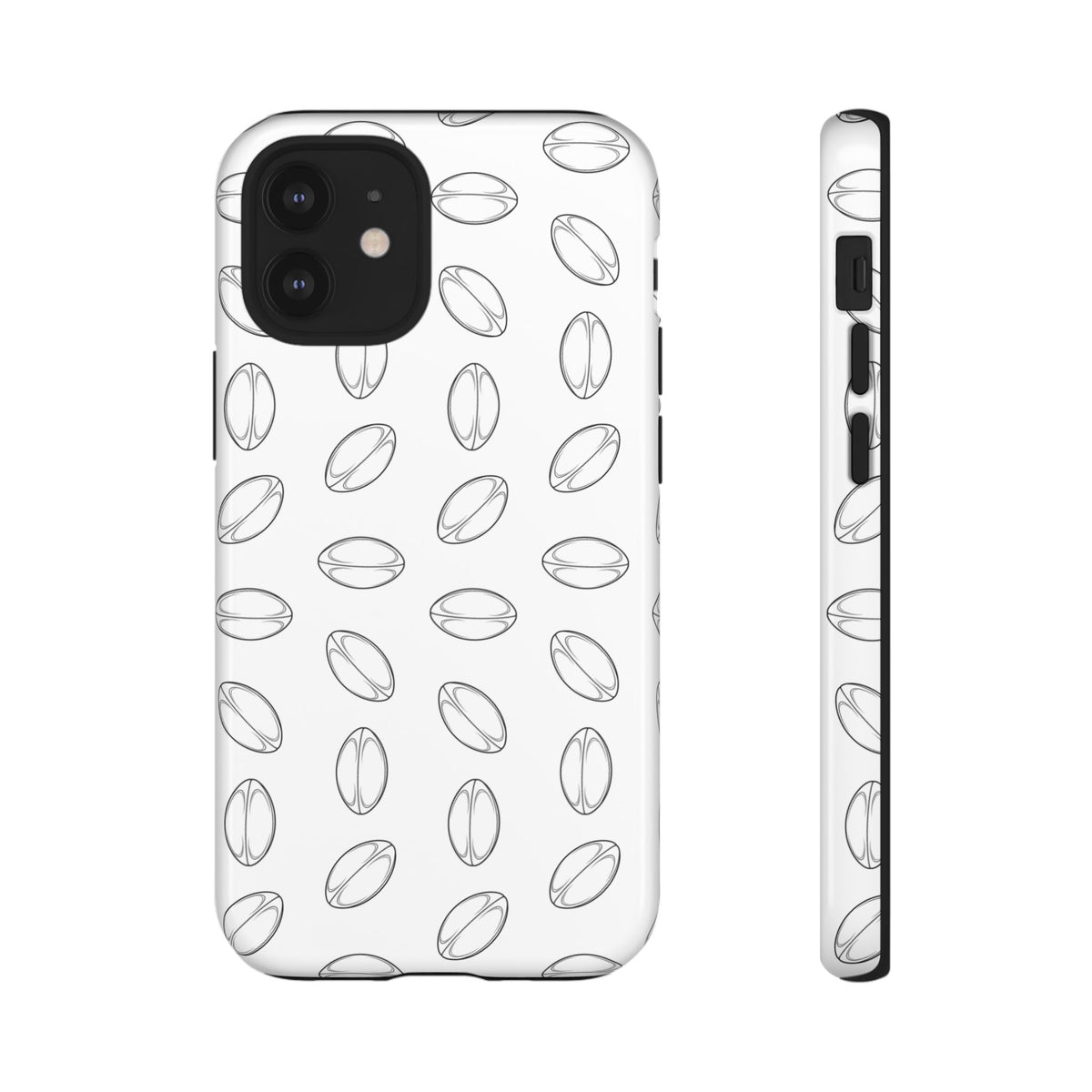 Phone Case, Rugby Ball Minimalist Sketch Pattern, Tough Case
