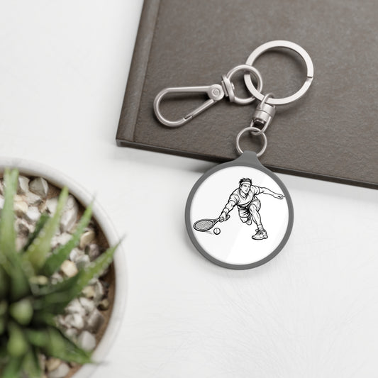Keyring Bag Tag, Tennis Player, Minimalist Sketch design