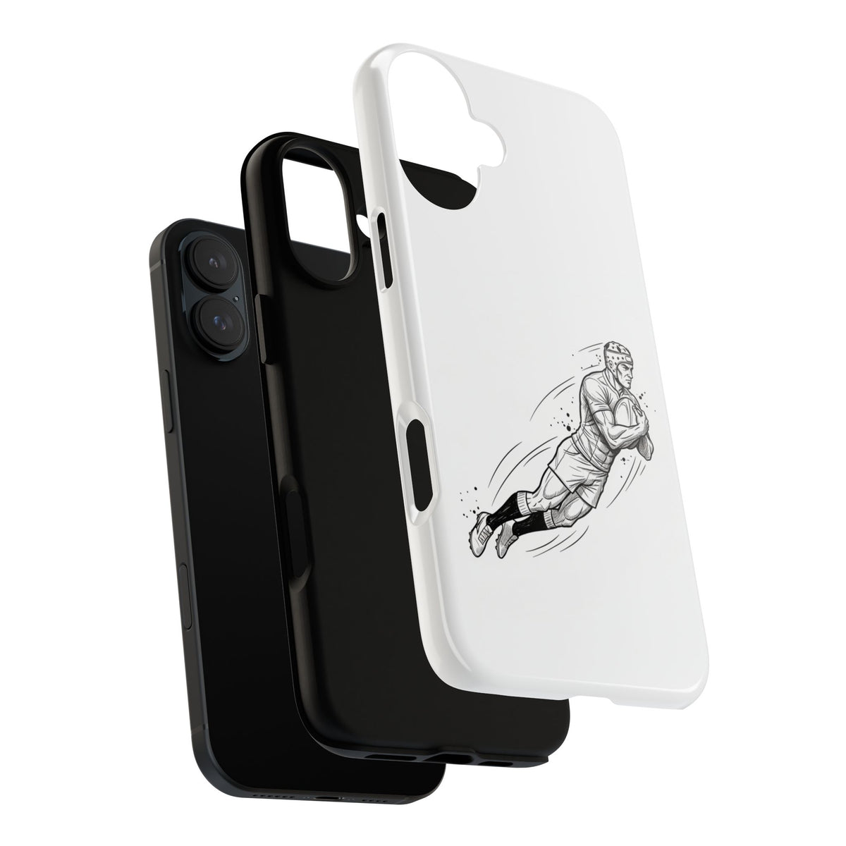 Phone Case, Rugby Try Swan Dive Minimalist Sketch design, Tough Case
