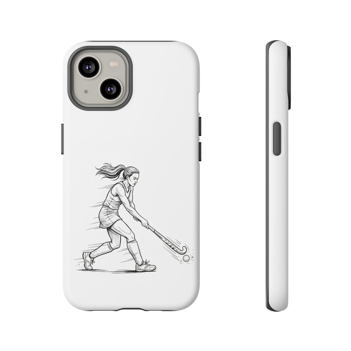Phone Case, Hockey, Female  Player Minimalist sketch design, Tough Case