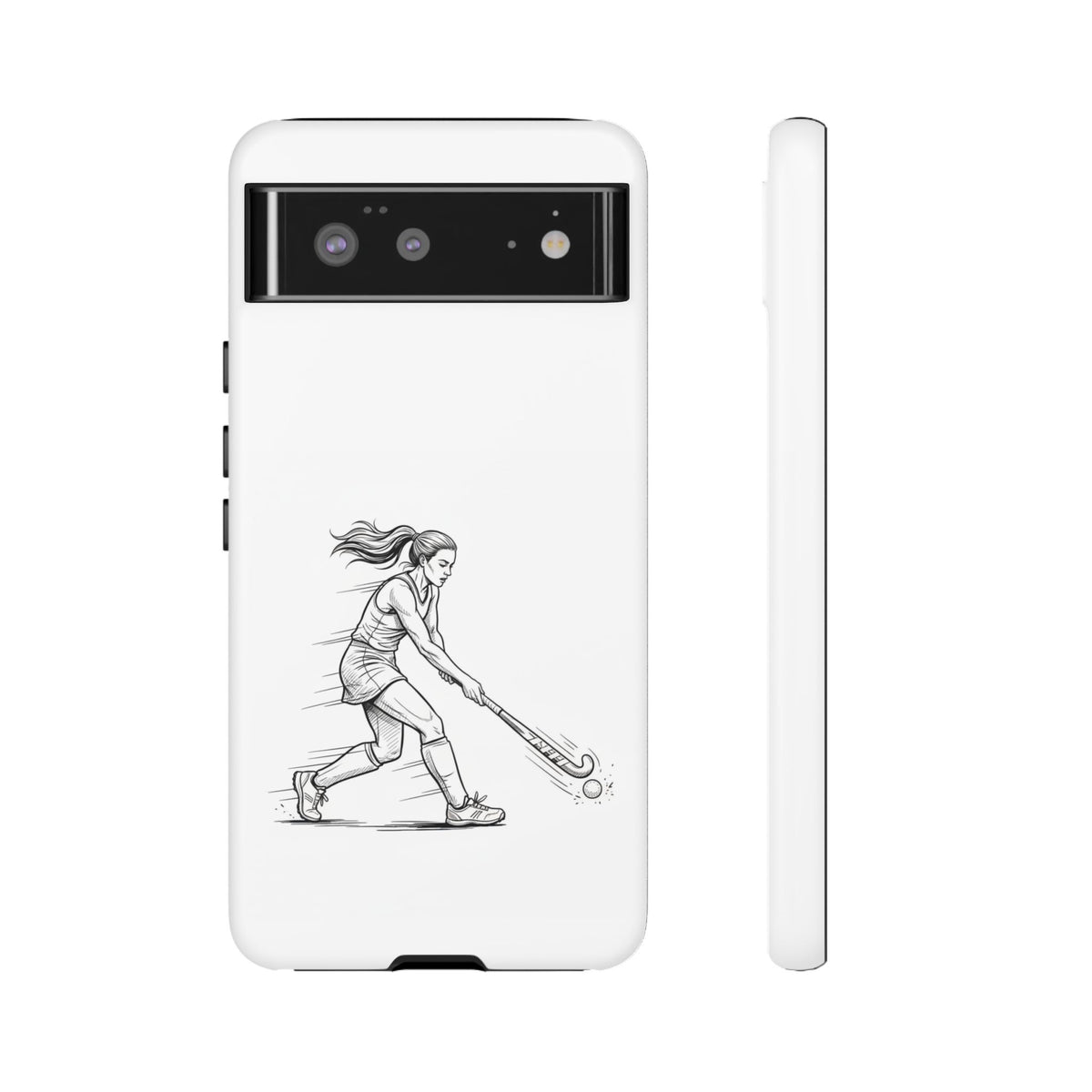 Phone Case, Hockey, Female  Player Minimalist sketch design, Tough Case