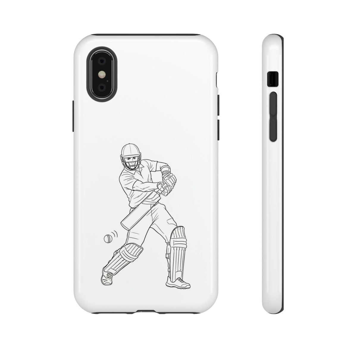 Phone Case, Cricket Batsman Sketch, Tough Case