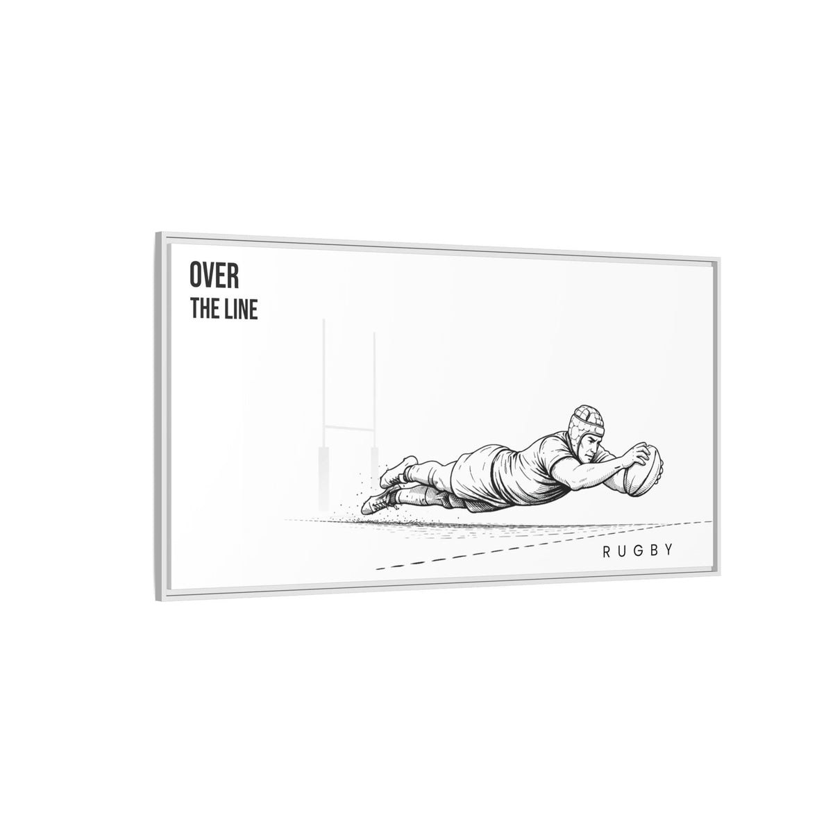 Print, Rugby Try, "Over The Line"  Matte Canvas Framed Wall Art