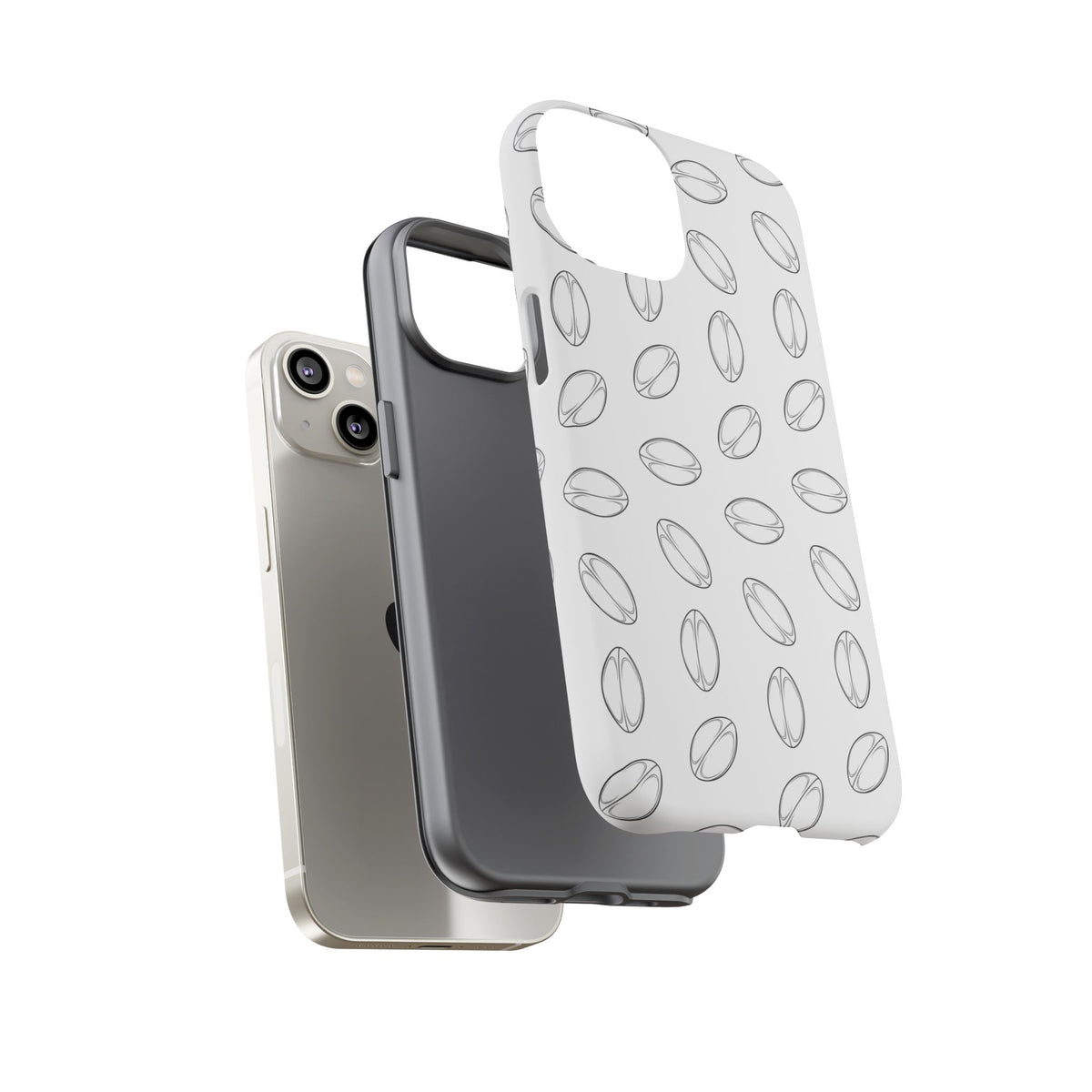 Phone Case, Rugby Ball Minimalist Sketch Pattern, Tough Case
