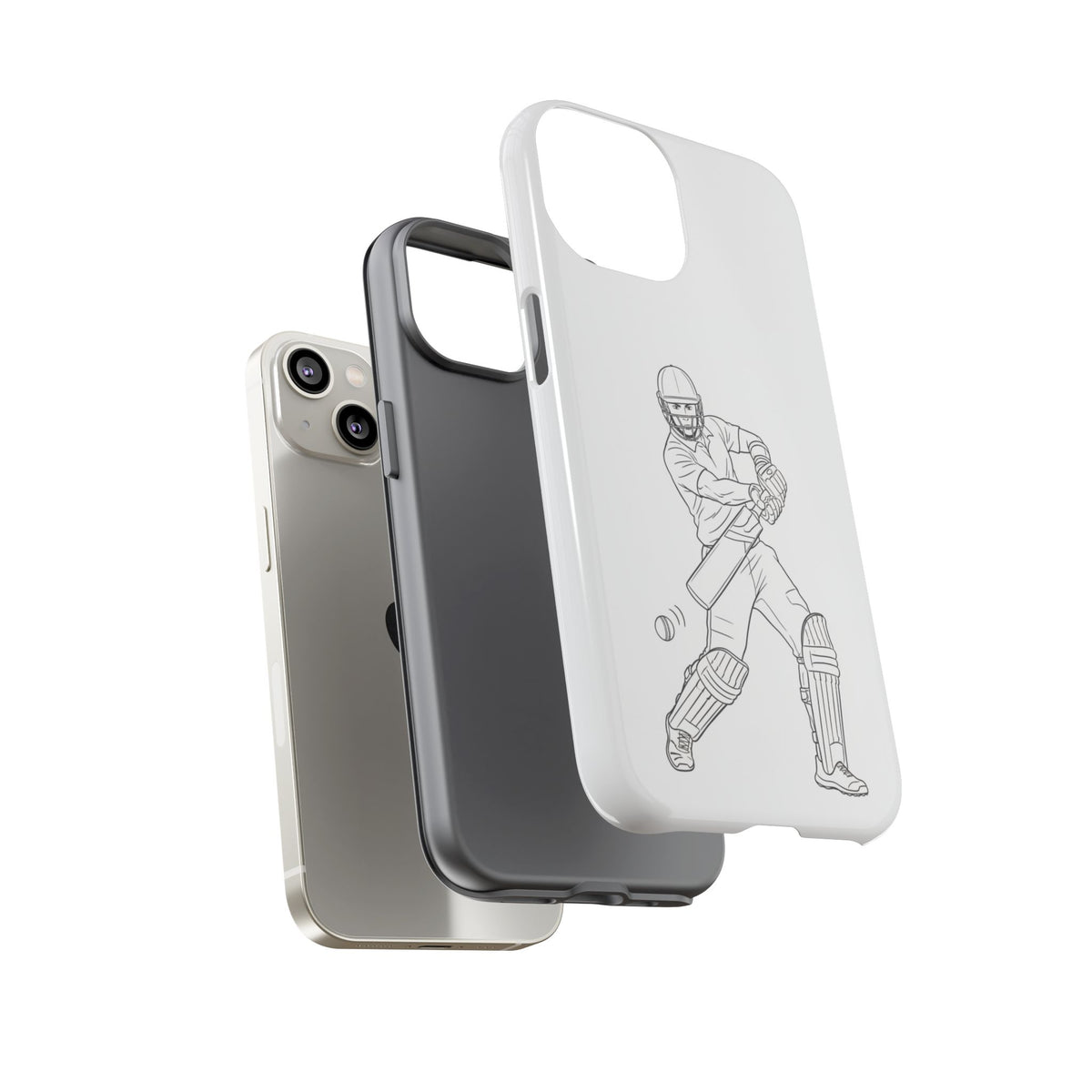 Phone Case, Cricket Batsman Sketch, Tough Case