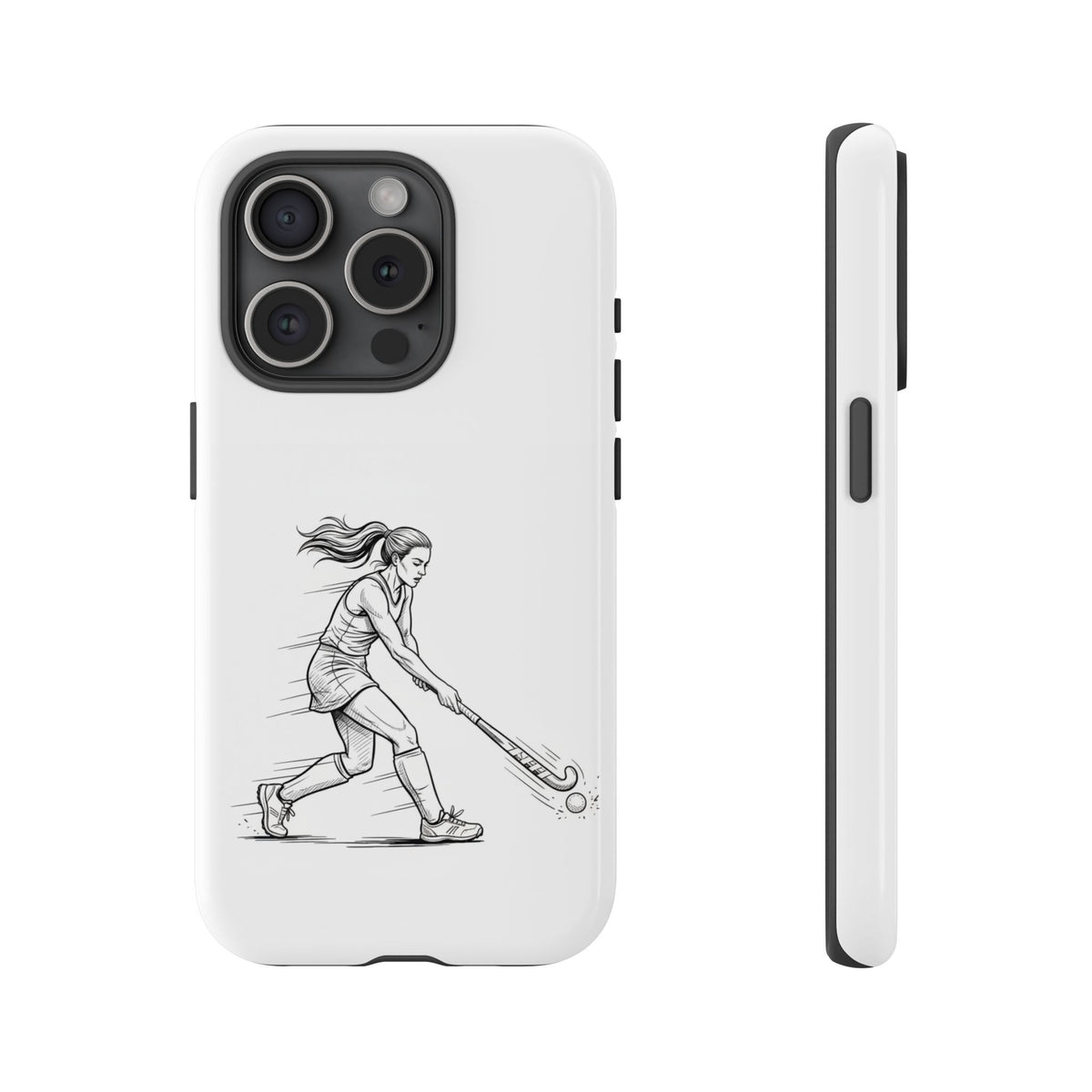 Phone Case, Hockey, Female  Player Minimalist sketch design, Tough Case