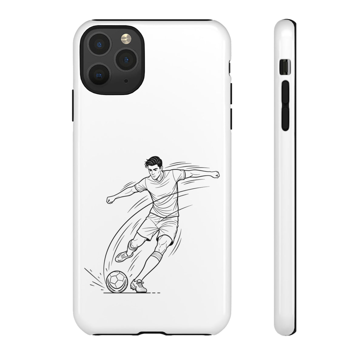 Phone Case, Football Free Kick / Strike Minimalist sketch Design, Tough Case