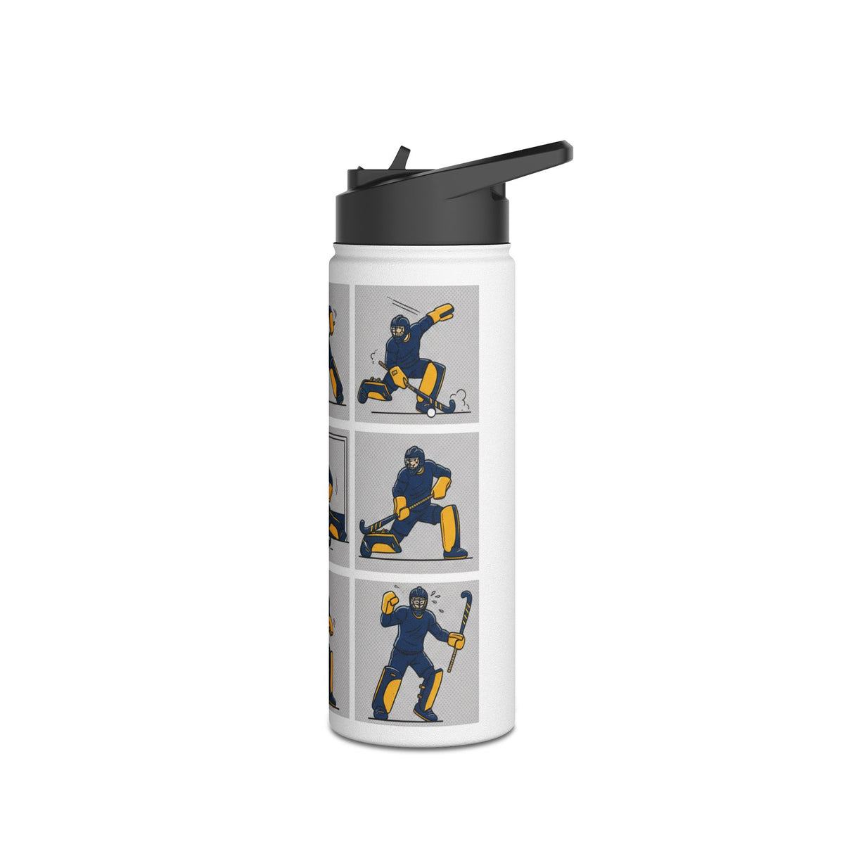 Water Bottle, Hockey Goalkeeper Illustration,  Stainless Steel