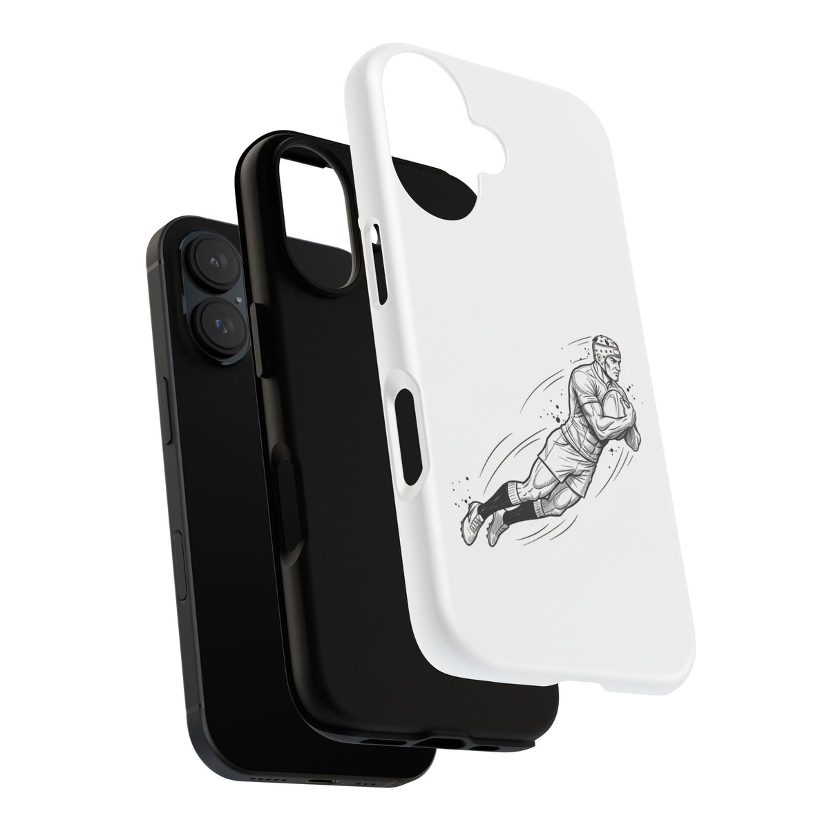 Phone Case, Rugby Try Swan Dive Minimalist Sketch design, Tough Case
