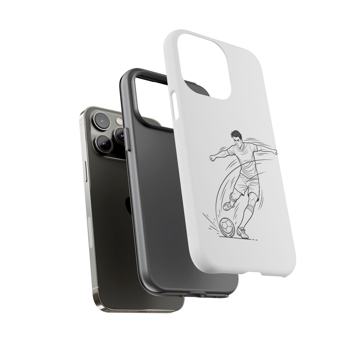 Phone Case, Football Free Kick / Strike Minimalist sketch Design, Tough Case