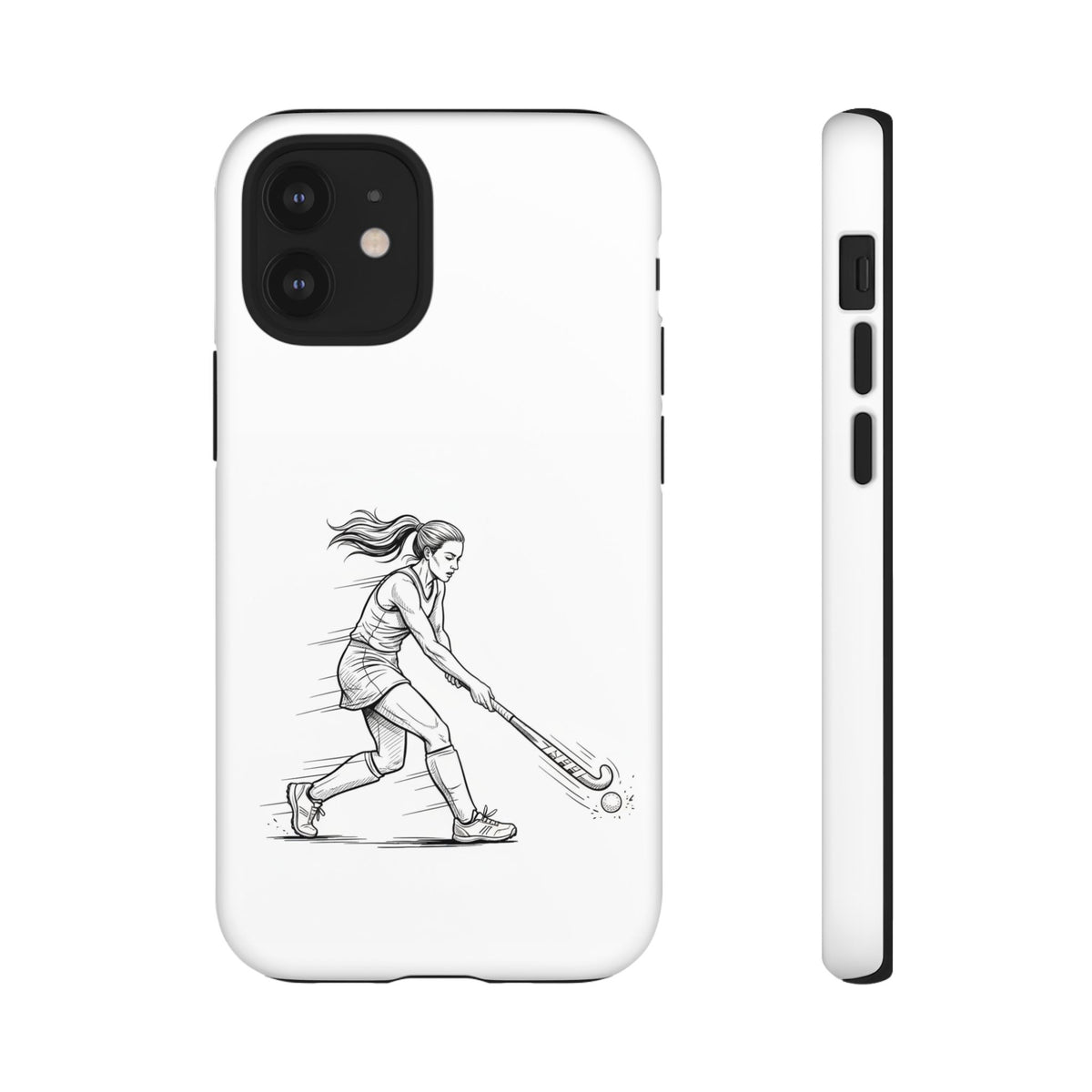 Phone Case, Hockey, Female  Player Minimalist sketch design, Tough Case