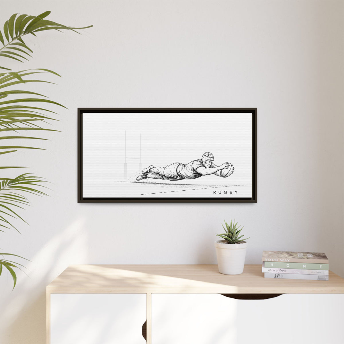 Print, Rugby Try, Matte Canvas Framed Wall Art