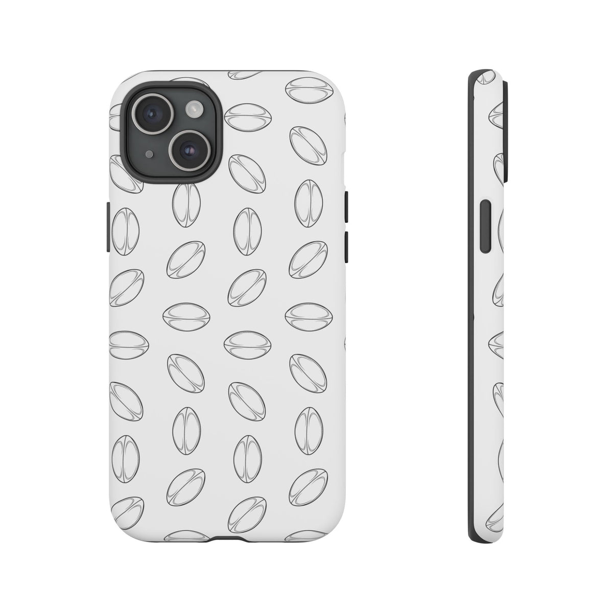 Phone Case, Rugby Ball Minimalist Sketch Pattern, Tough Case
