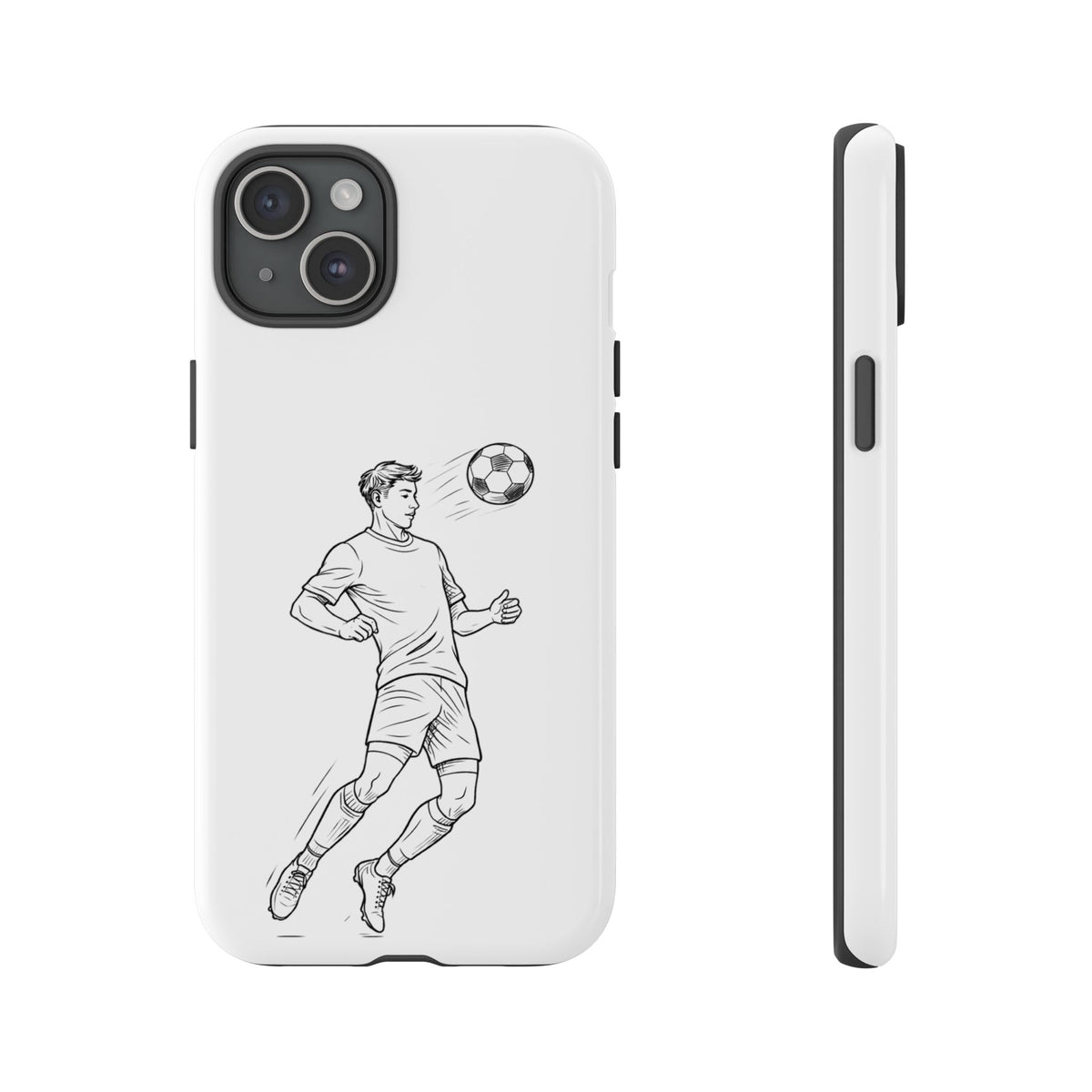 Phone Case, Football Chest-control Minimalist sketch Design, Tough Case
