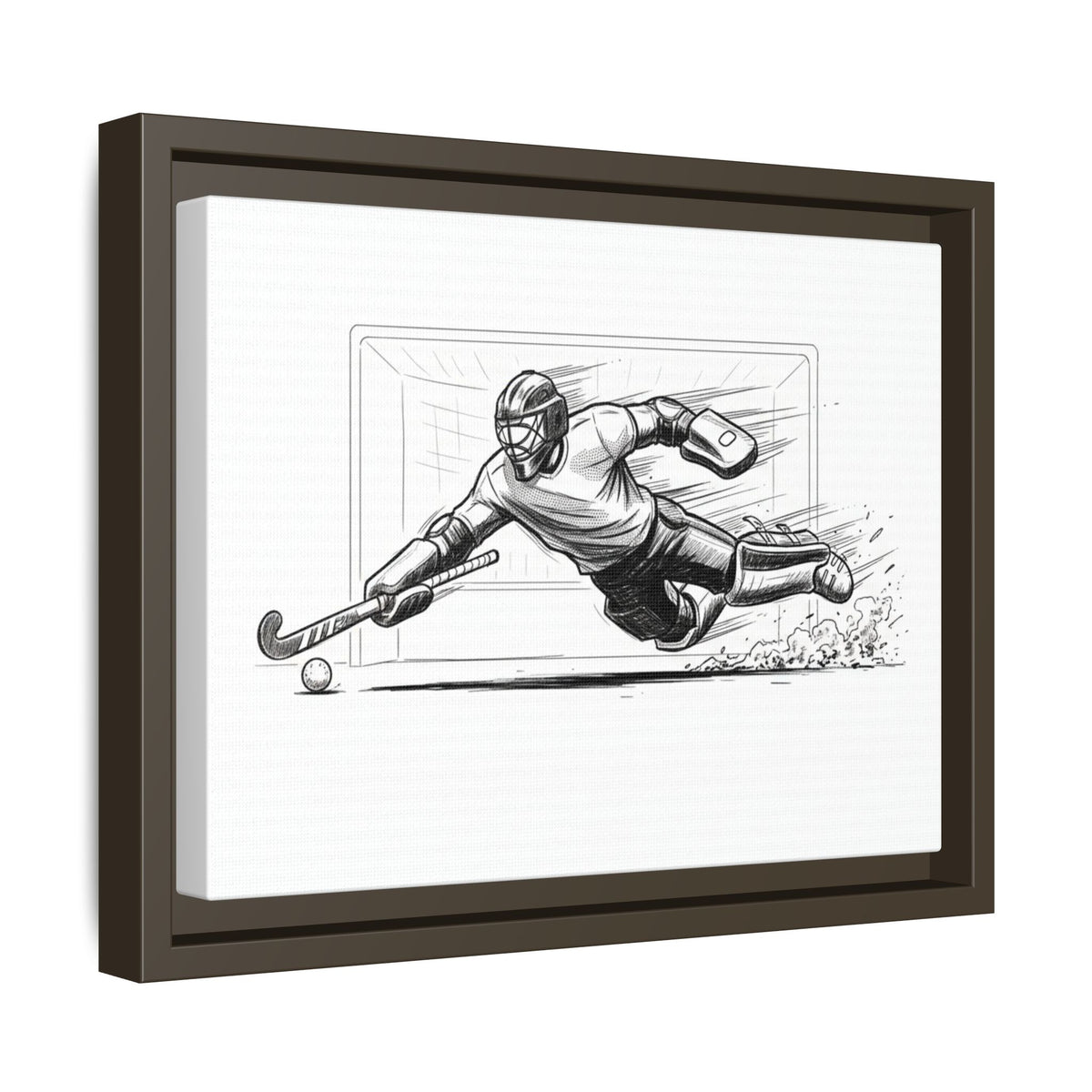Print, Field Hockey Goalie Sketch, Matte Canvas Framed Wall Art