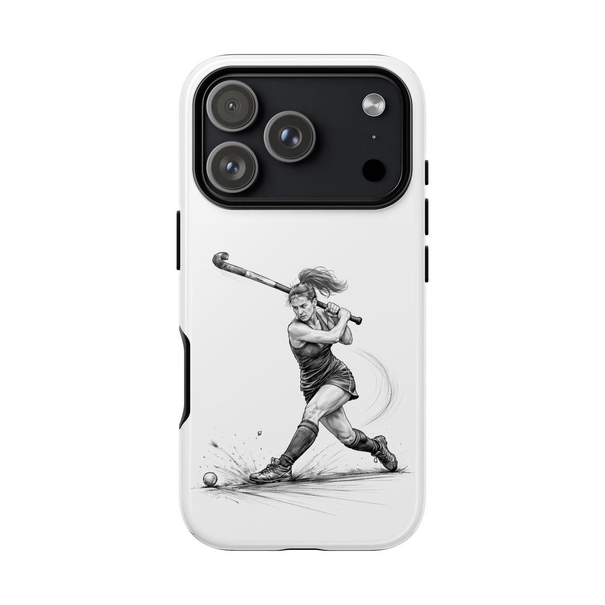 Phone Case, Hockey, Female Player "Tomahawk" shot design, Tough Case