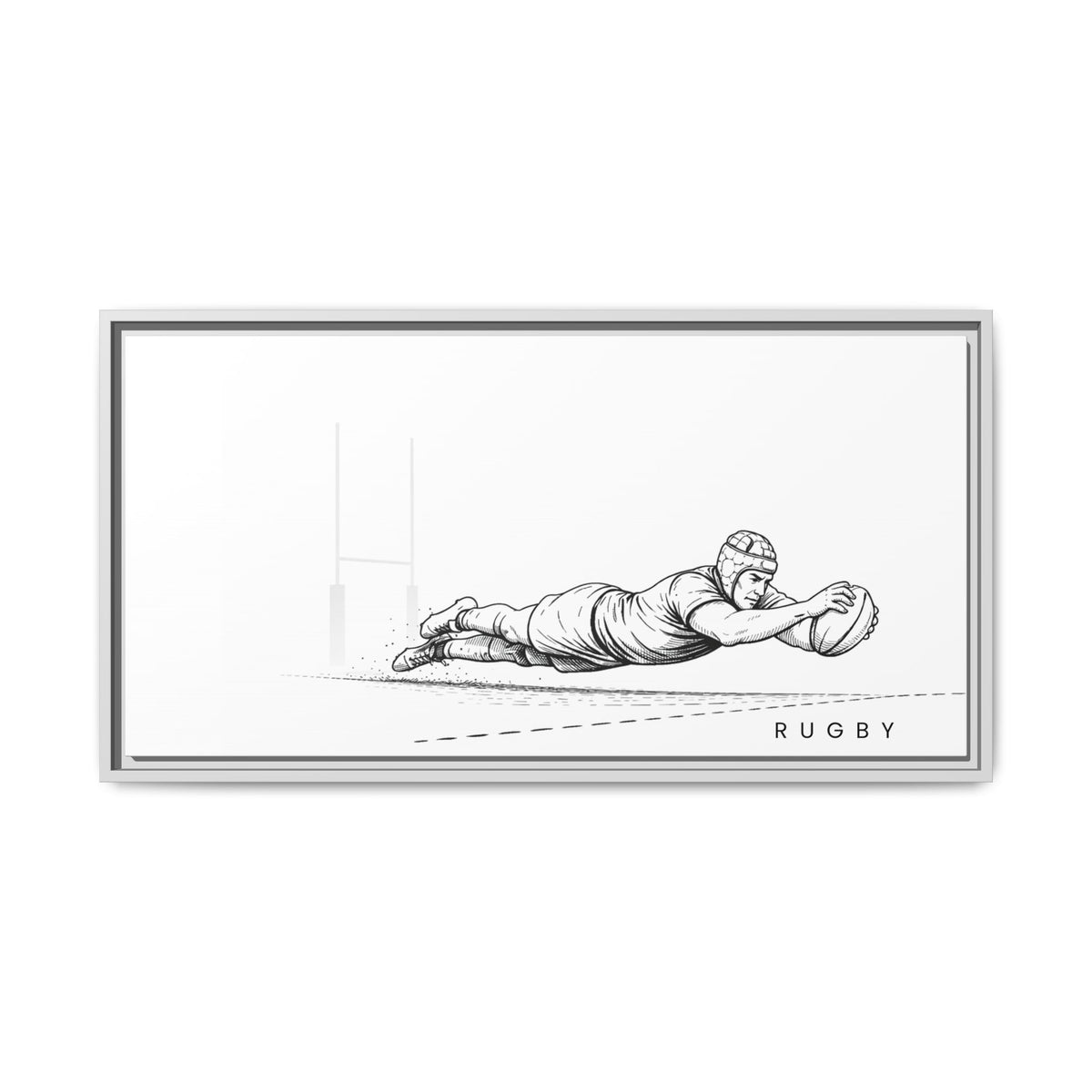 Print, Rugby Try, Matte Canvas Framed Wall Art