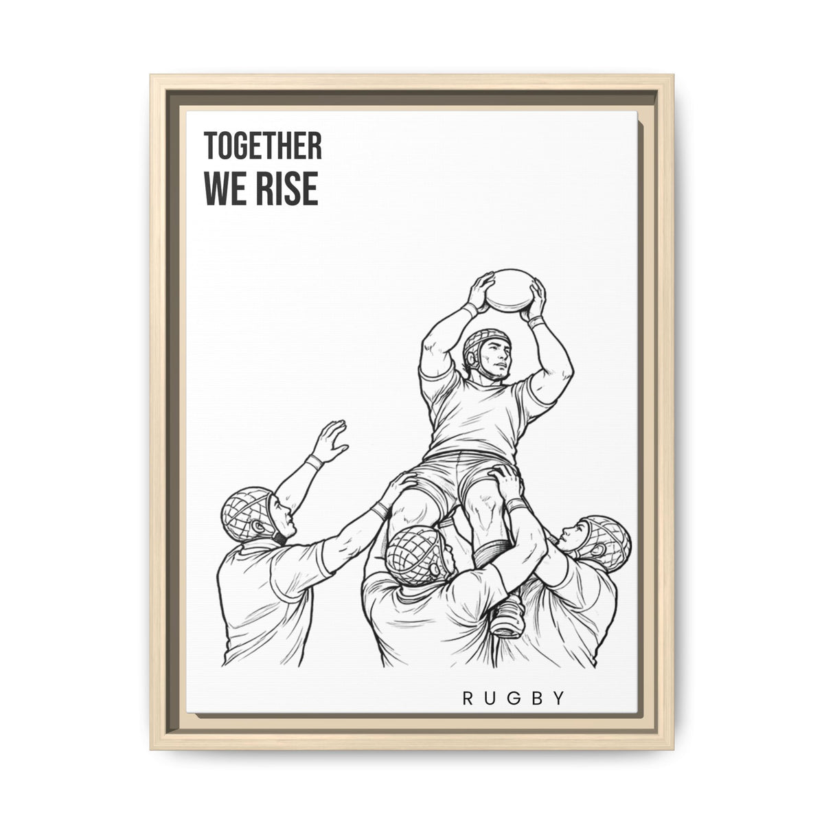Print, Rugby Line-Out Together We Rise , Matte Canvas Print Framed Art