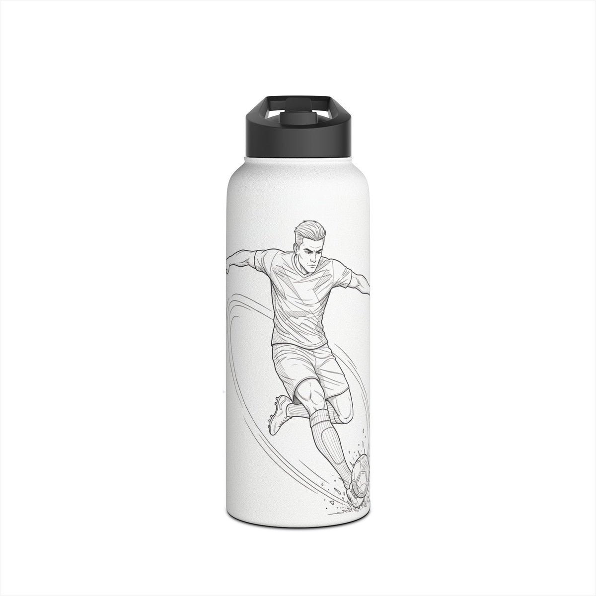 Water Bottle, Football shot Minimalist Sketch, Stainless Steel