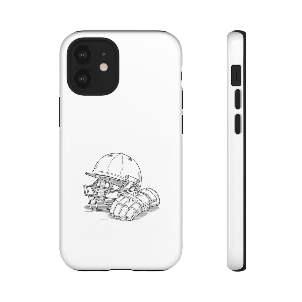 Phone Case, Cricket Gloves & Helmet Sketch, Tough Case