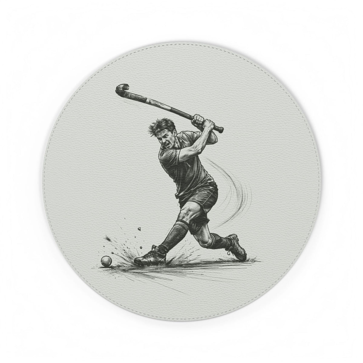 Mouse Mat, Hockey Image Male player Tomahawk, Faux Leather