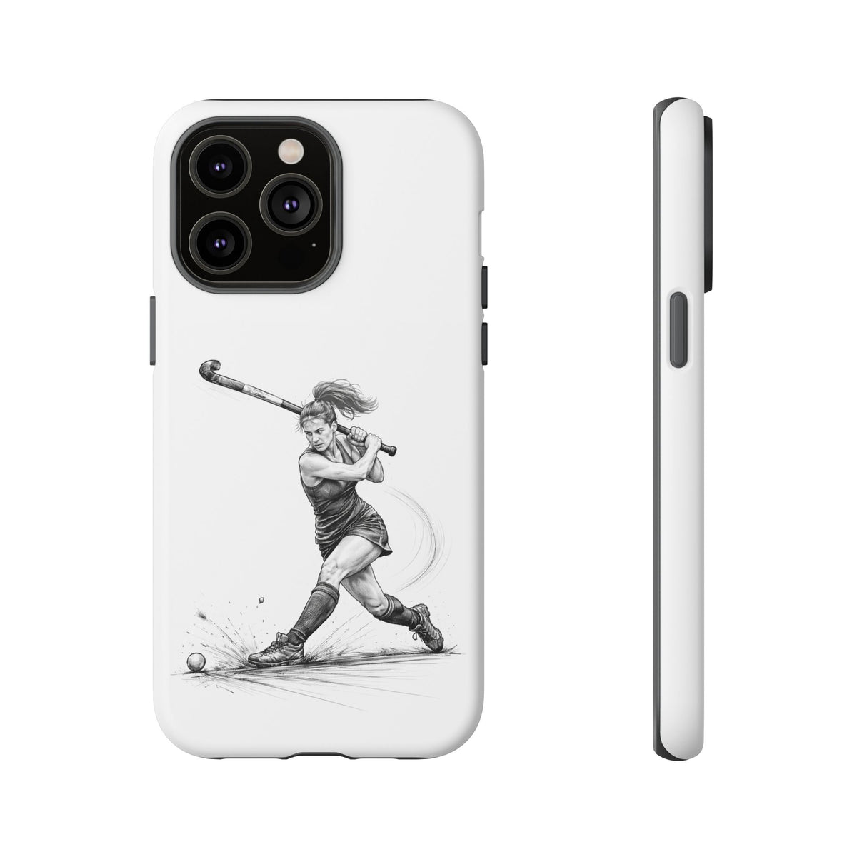 Phone Case, Hockey, Female Player "Tomahawk" shot design, Tough Case