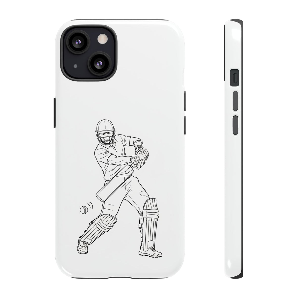 Phone Case, Cricket Batsman Sketch, Tough Case